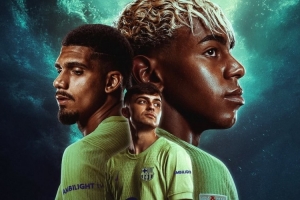 中国区电竞-巴萨发布西甲首轮海报：亚马尔、阿劳霍、佩德里出镜